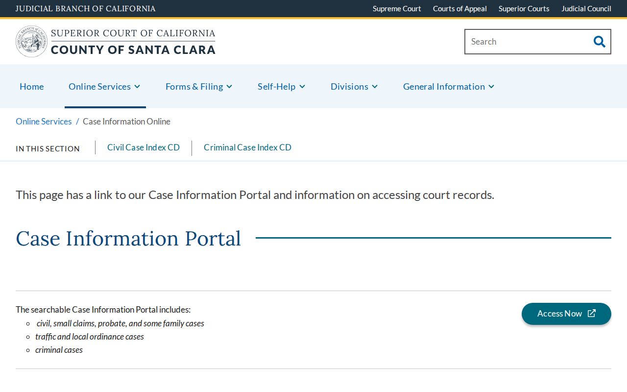 Santa Clara County Superior Court release records portal source