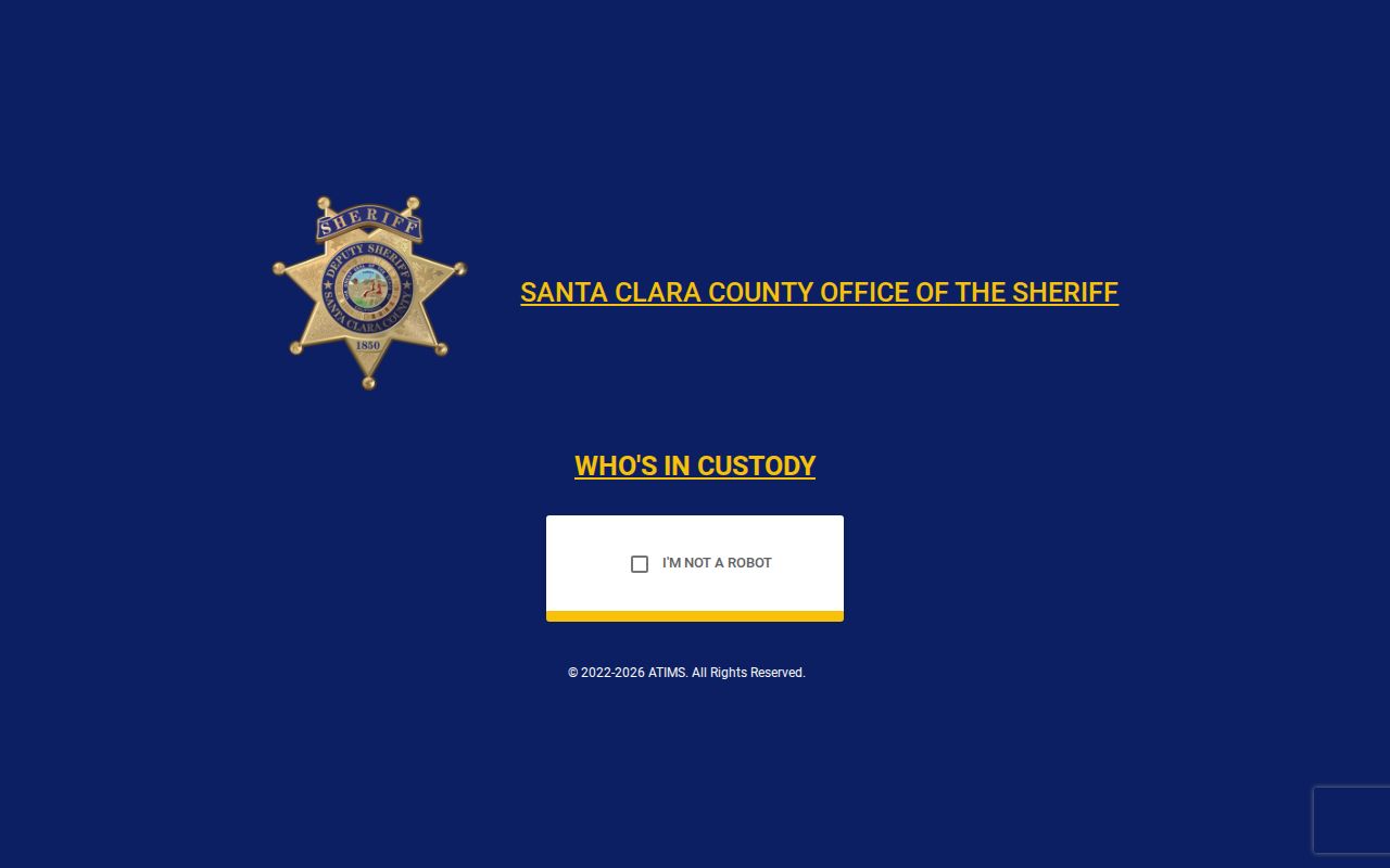 Santa Clara County released inmates current custody search page